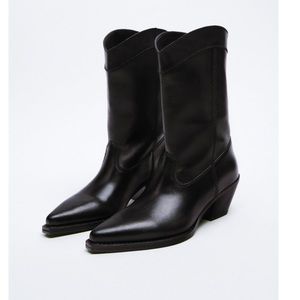 Zara cowboy heeled ankle boots